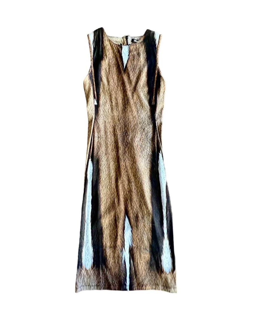 ROBERTO CAVALLI Коричневое вискозное платье, фото 2