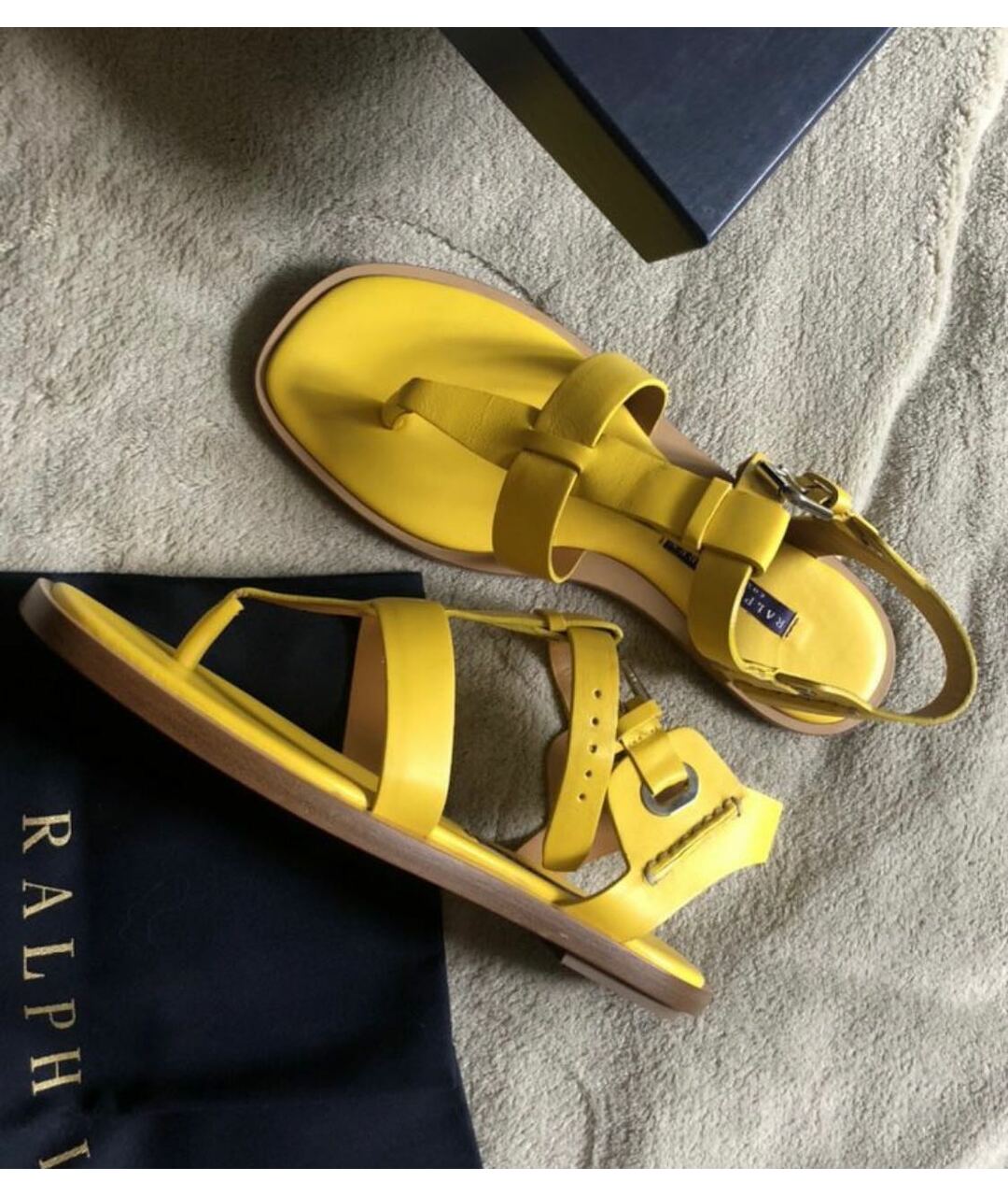 RALPH LAUREN COLLECTION Желтые кожаные сандалии, фото 8