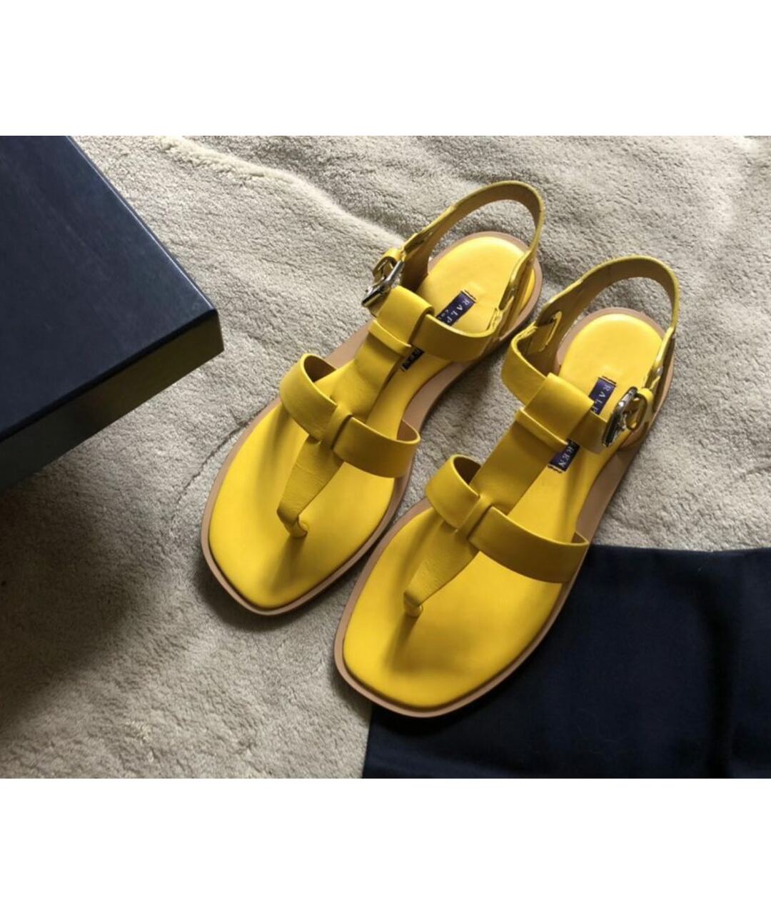 RALPH LAUREN COLLECTION Желтые кожаные сандалии, фото 5