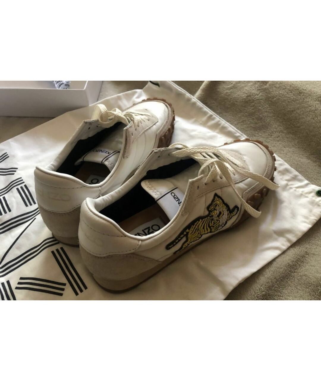 KENZO Белые кожаные кроссовки, фото 4