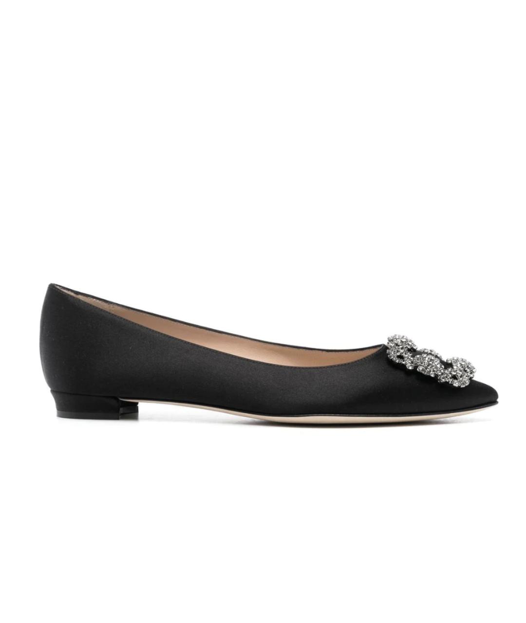 MANOLO BLAHNIK Черные текстильные балетки, фото 5