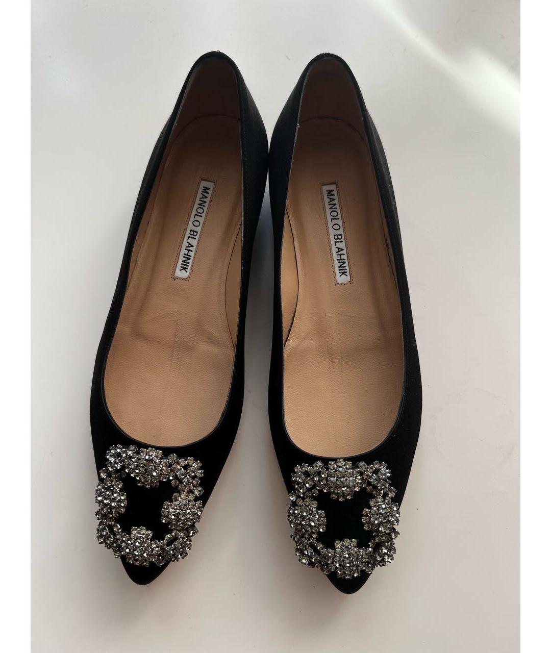 MANOLO BLAHNIK Черные текстильные балетки, фото 2