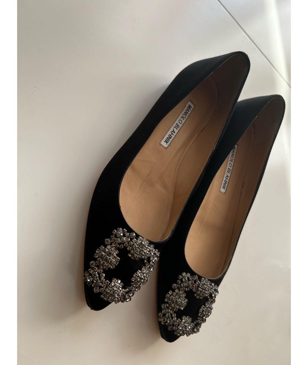 MANOLO BLAHNIK Черные текстильные балетки, фото 4