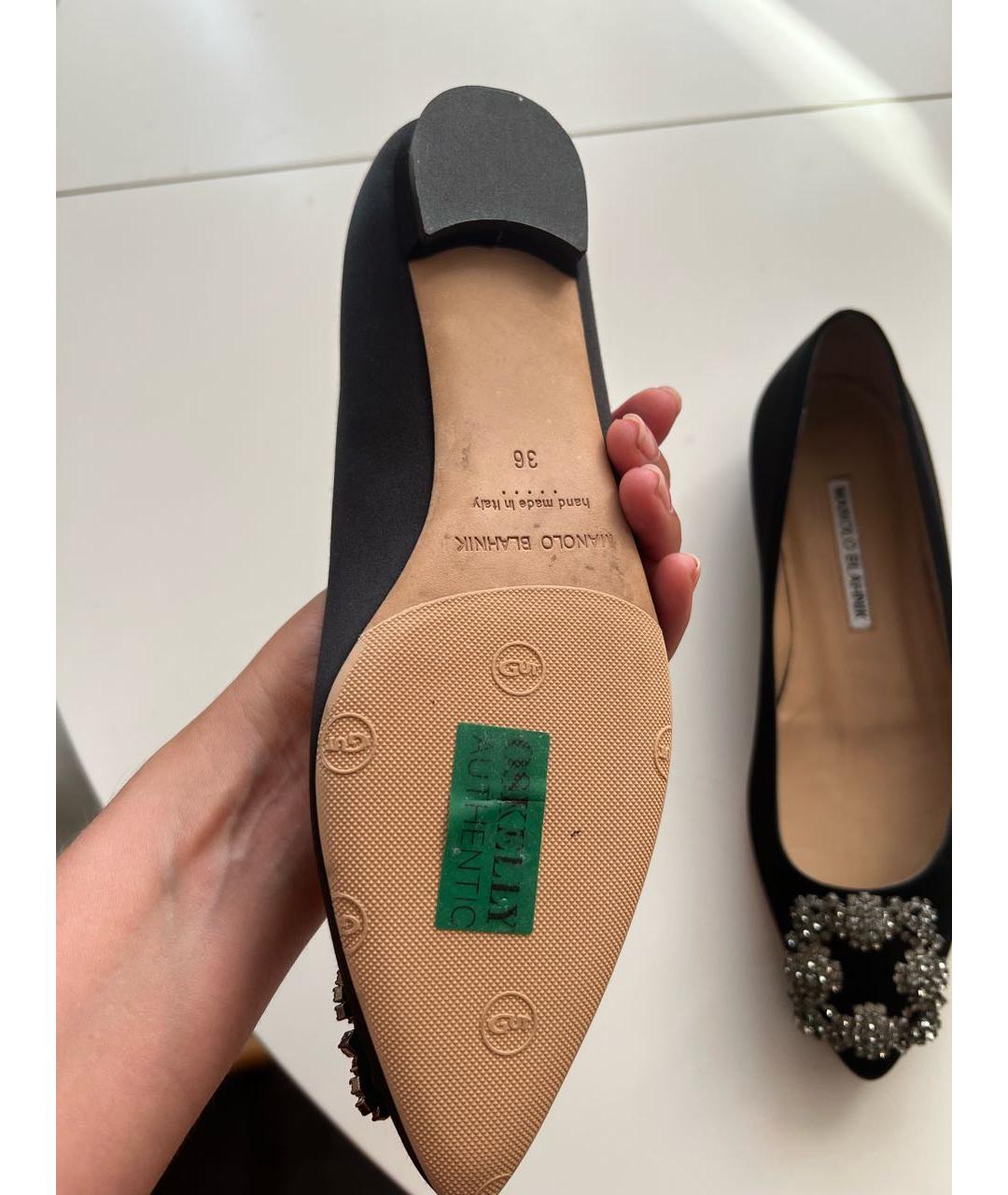 MANOLO BLAHNIK Черные текстильные балетки, фото 3