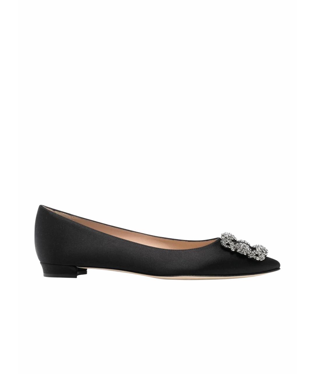 MANOLO BLAHNIK Черные текстильные балетки, фото 1