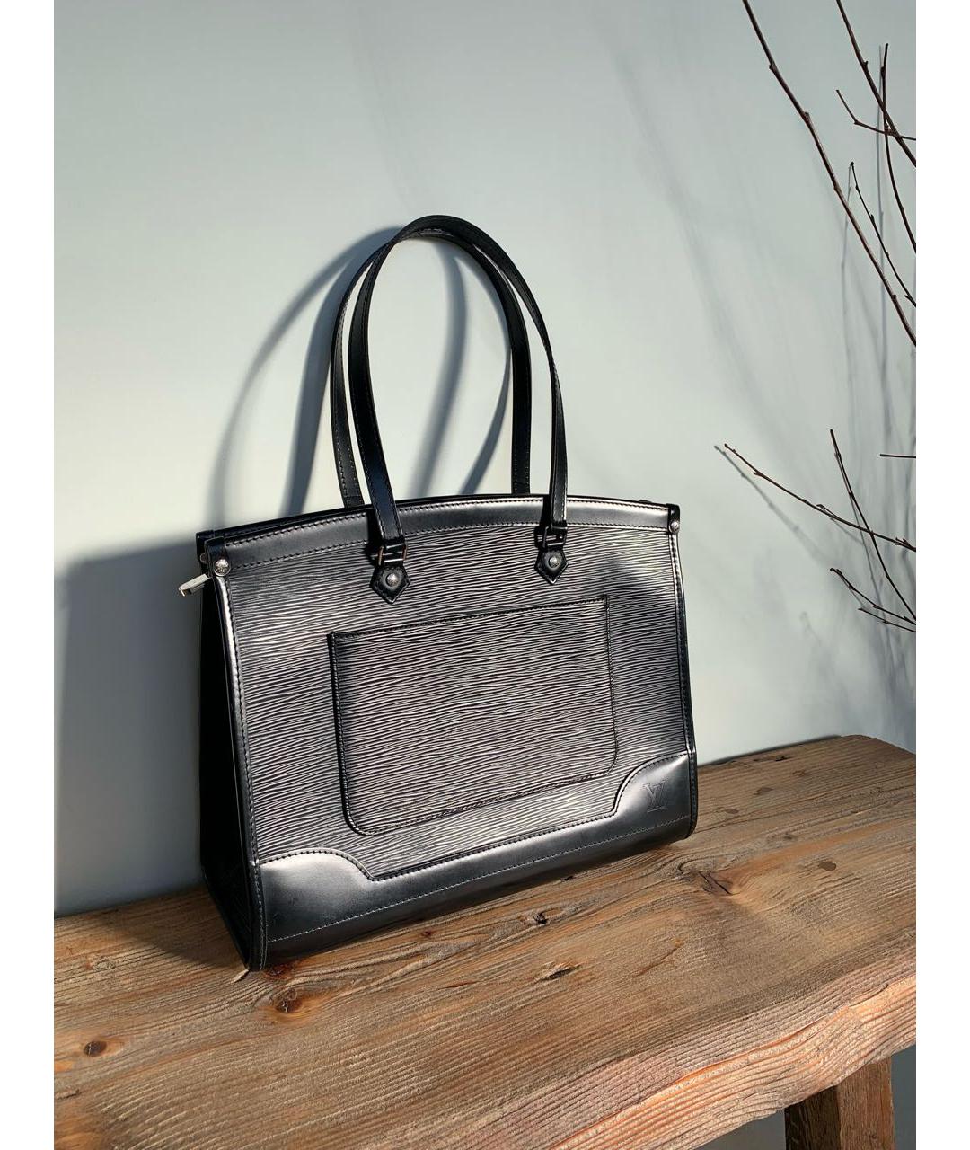 LOUIS VUITTON Черная кожаная сумка тоут, фото 6