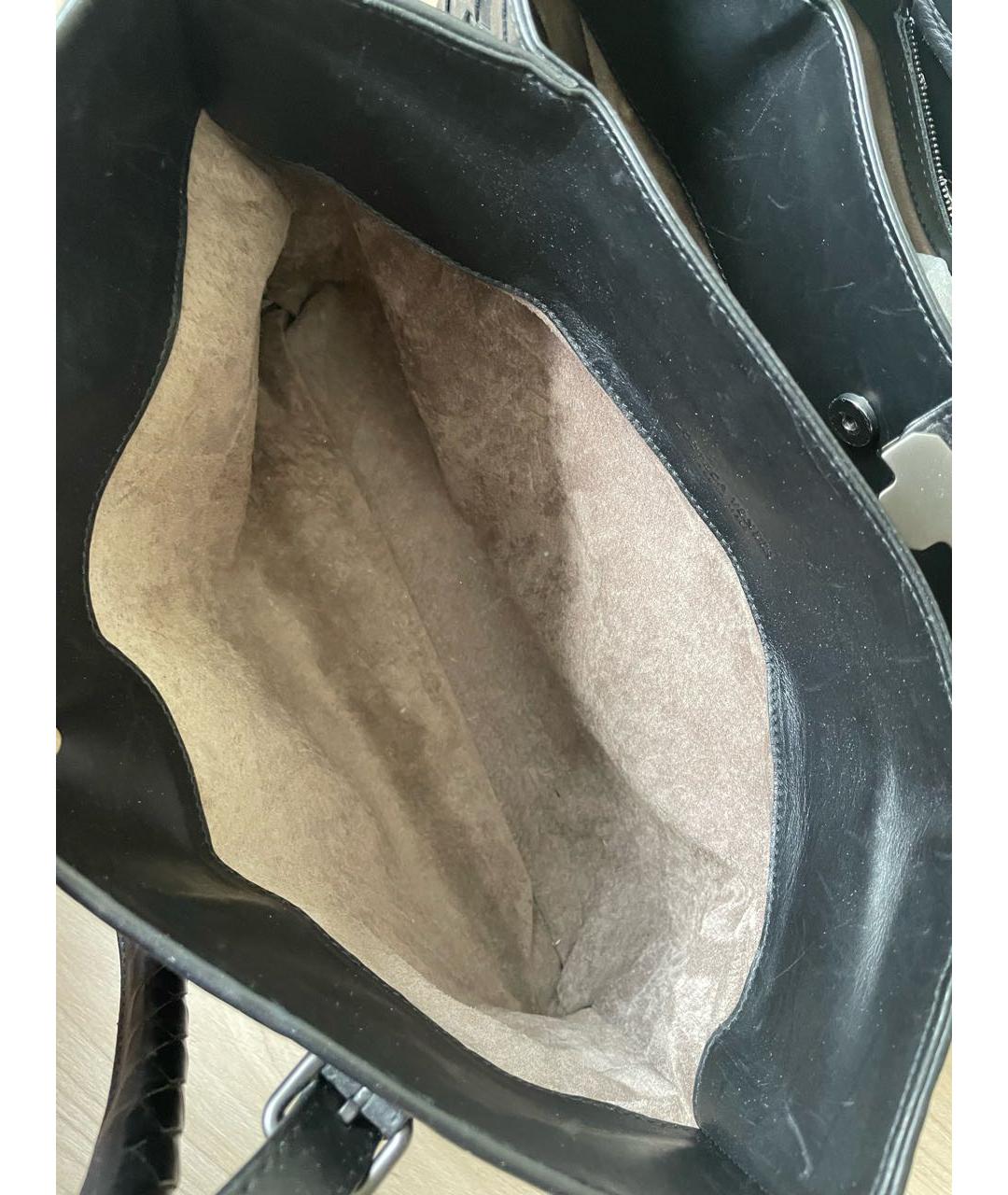 BOTTEGA VENETA Черная кожаная сумка с короткими ручками, фото 7