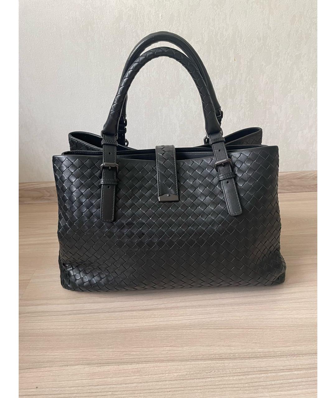 BOTTEGA VENETA Черная кожаная сумка с короткими ручками, фото 2