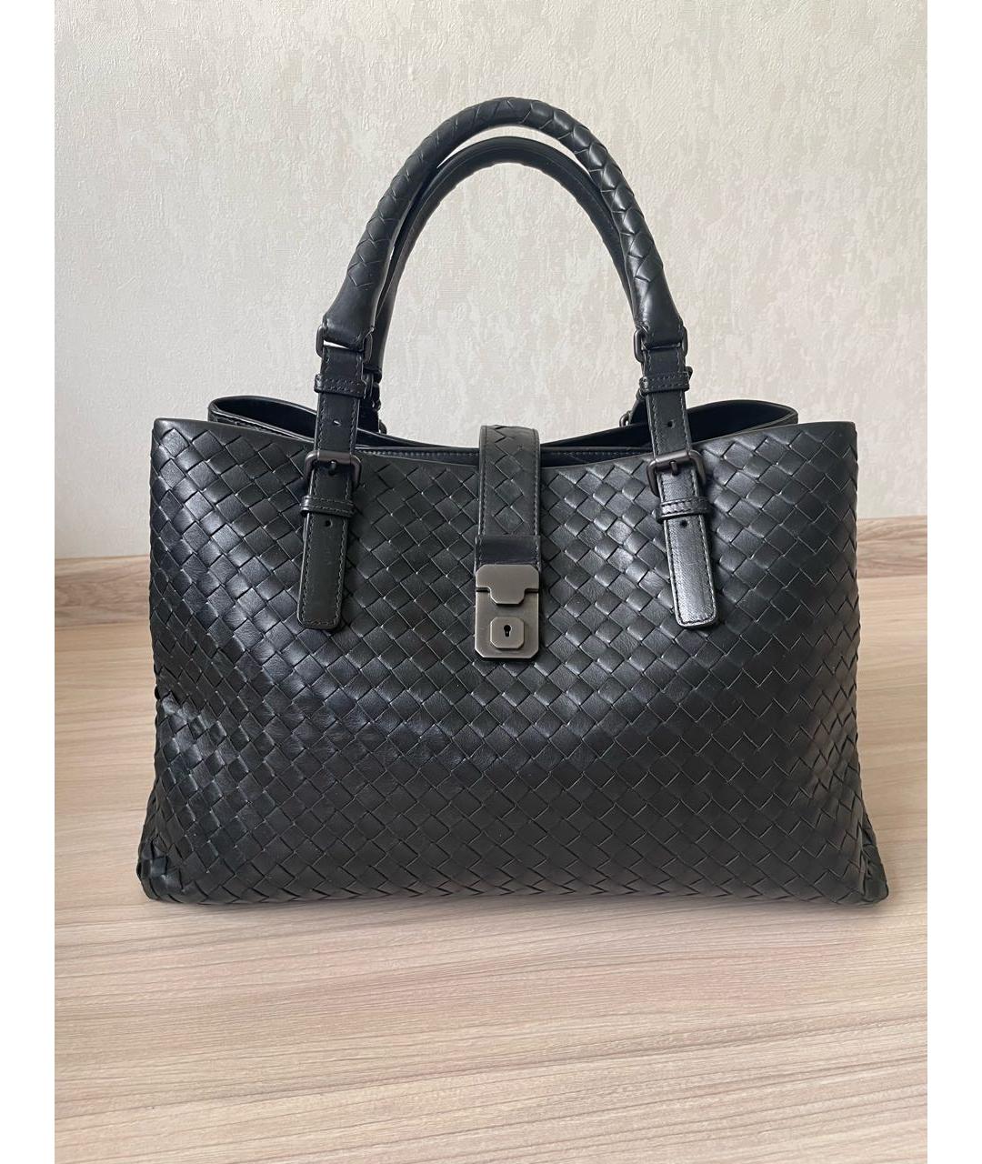 BOTTEGA VENETA Черная кожаная сумка с короткими ручками, фото 9