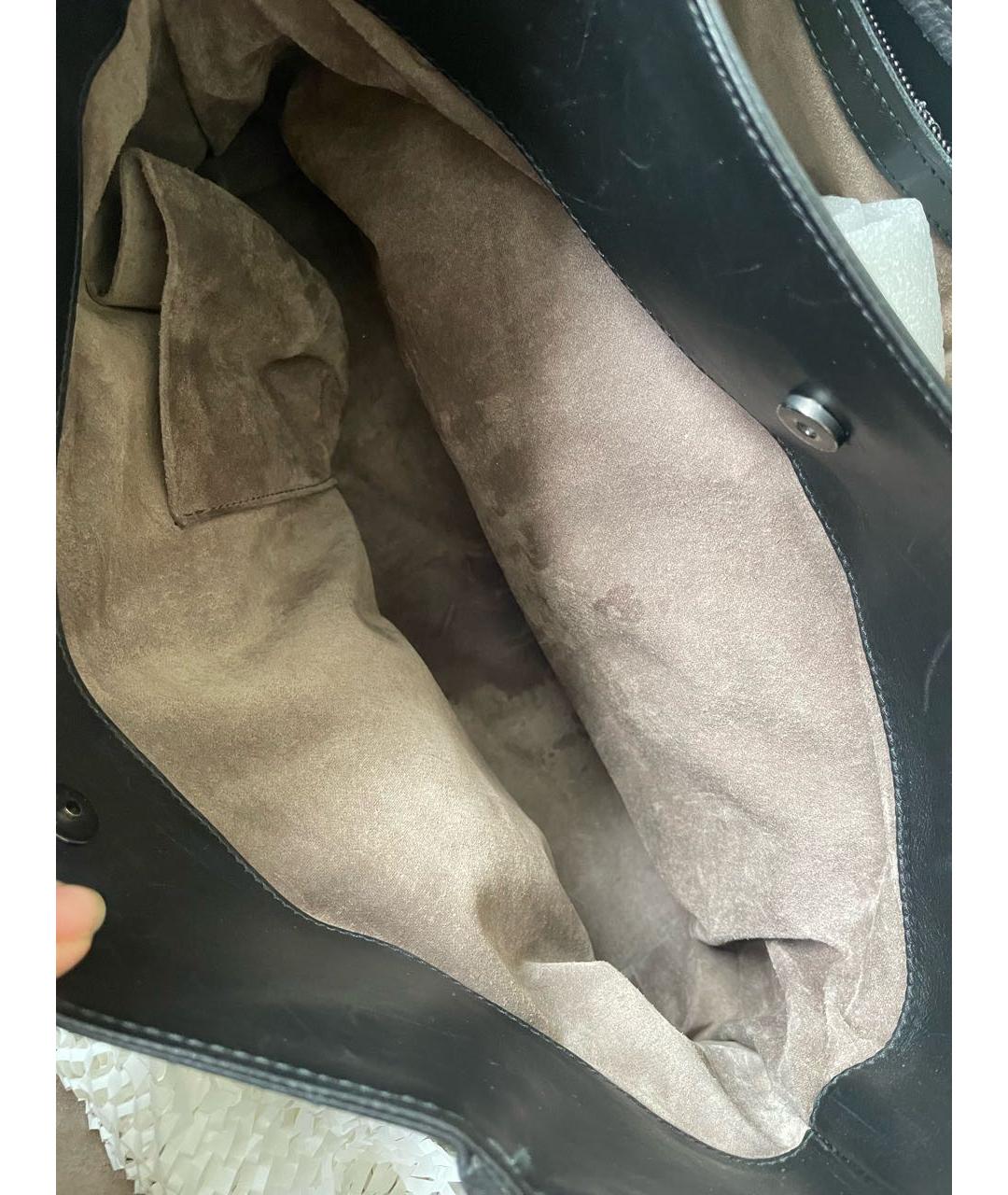 BOTTEGA VENETA Черная кожаная сумка с короткими ручками, фото 8