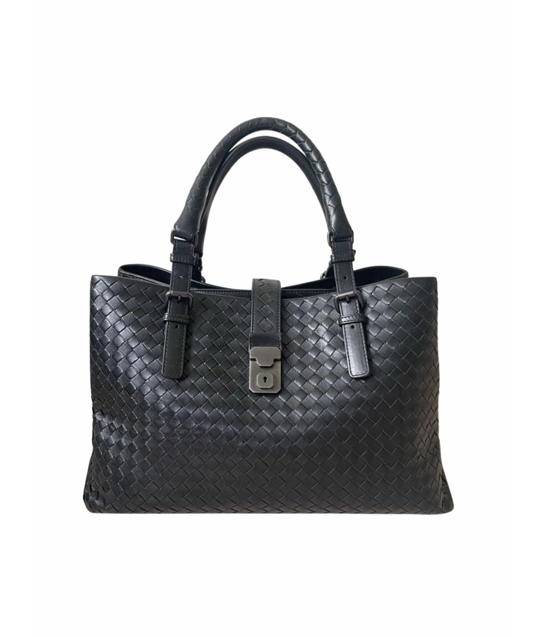 BOTTEGA VENETA Черная кожаная сумка с короткими ручками, фото 1