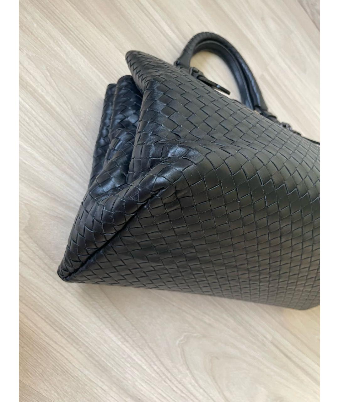 BOTTEGA VENETA Черная кожаная сумка с короткими ручками, фото 6