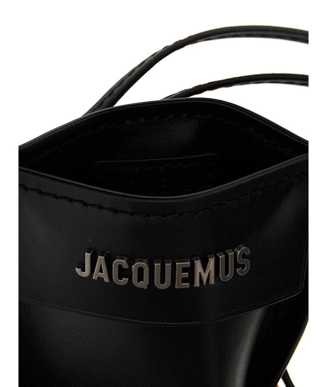 JACQUEMUS Черная кожаная сумка на плечо, фото 3