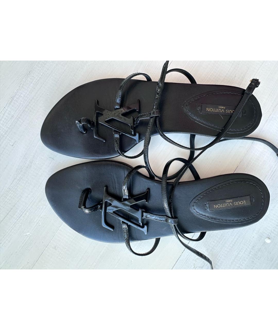 LOUIS VUITTON PRE-OWNED Черные кожаные сандалии, фото 5