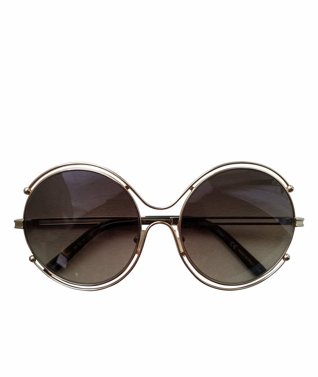 CHLOE Золотые металлические солнцезащитные очки, фото 1