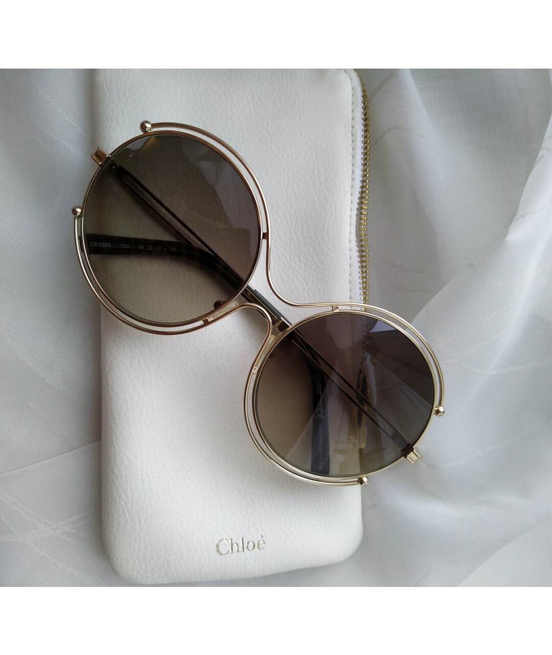 CHLOE Золотые металлические солнцезащитные очки, фото 3