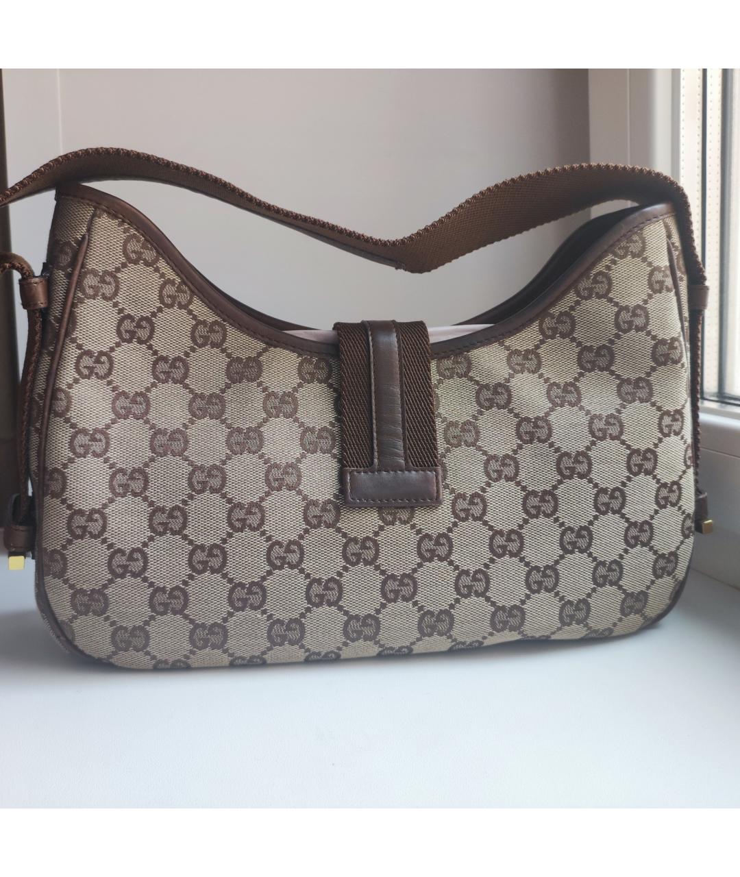 GUCCI Бежевая тканевая сумка с короткими ручками, фото 3