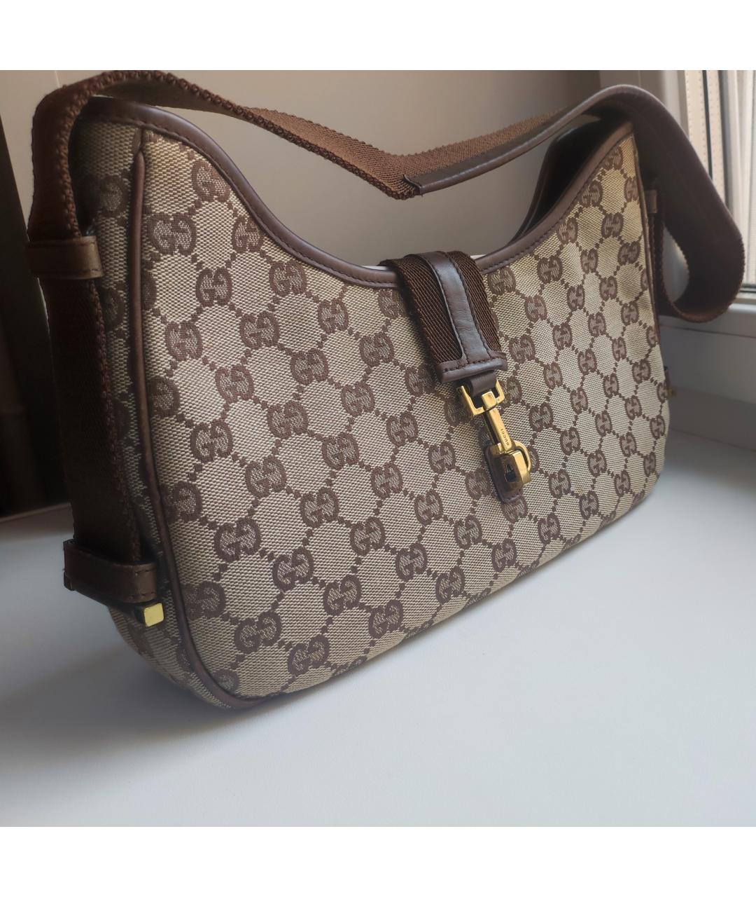 GUCCI Бежевая тканевая сумка с короткими ручками, фото 2