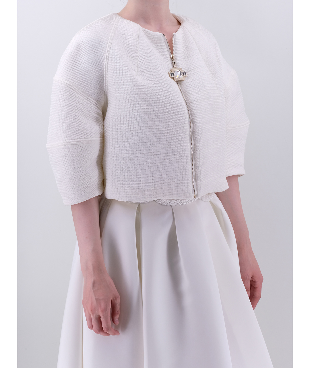 ELISABETTA FRANCHI Белый полиэстеровый жакет/пиджак, фото 2