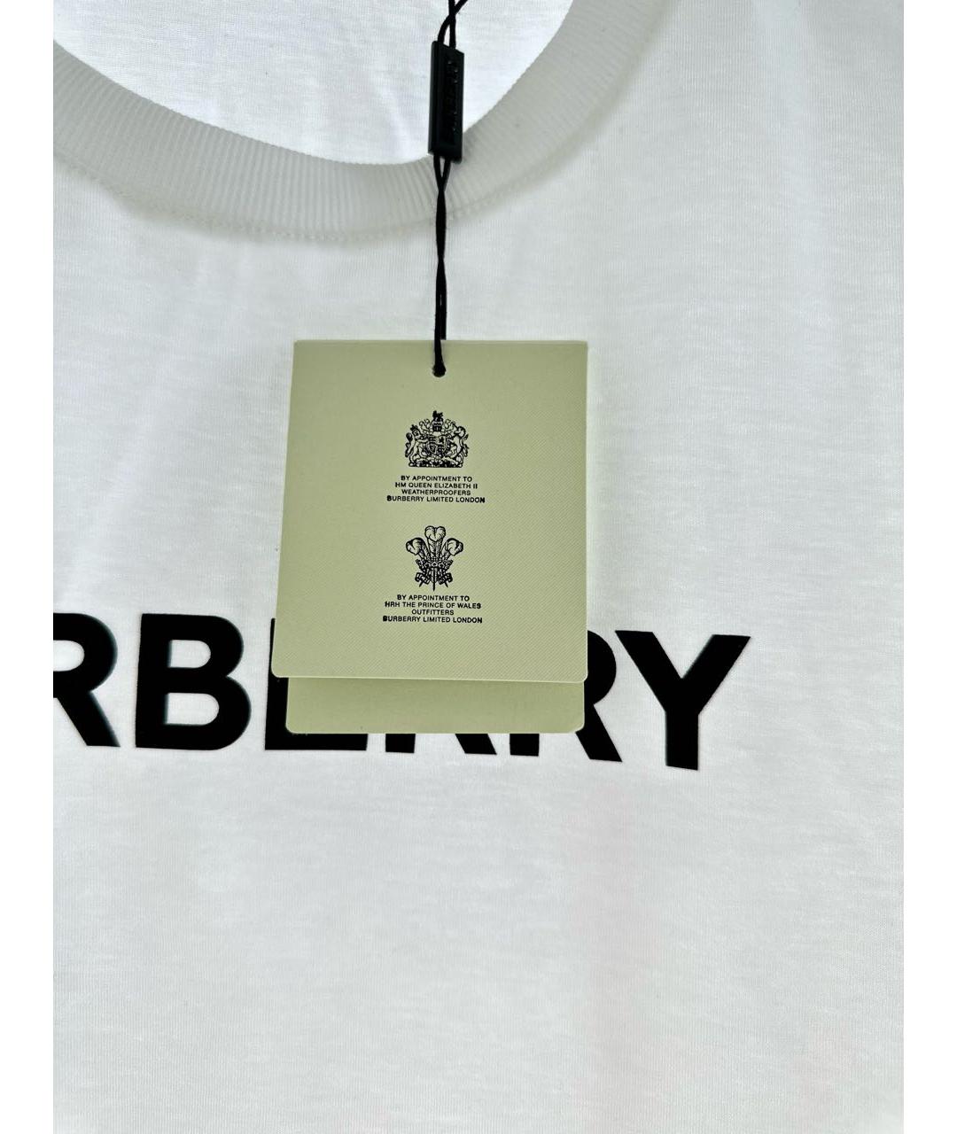 BURBERRY Белая хлопковая футболка, фото 4