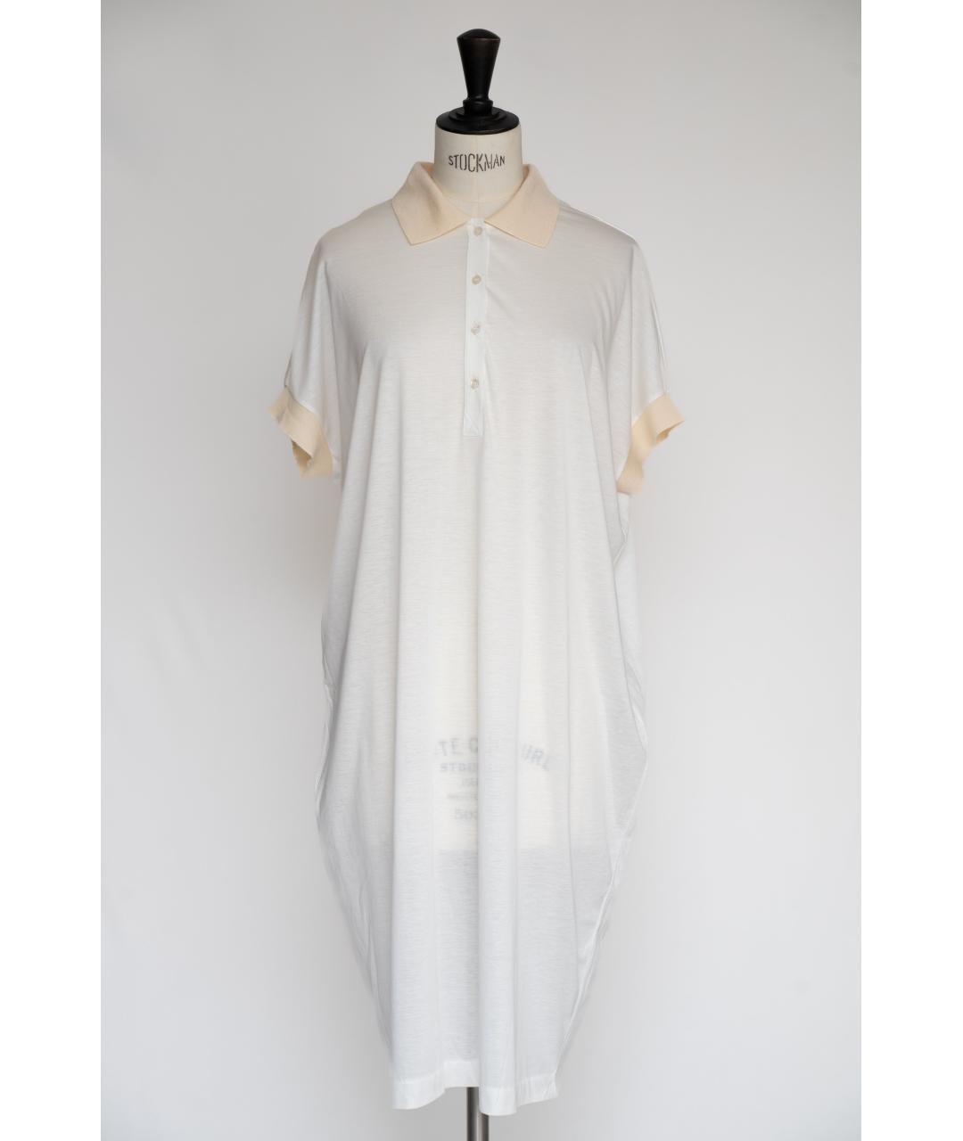 JIL SANDER Белое хлопковое повседневное платье, фото 3