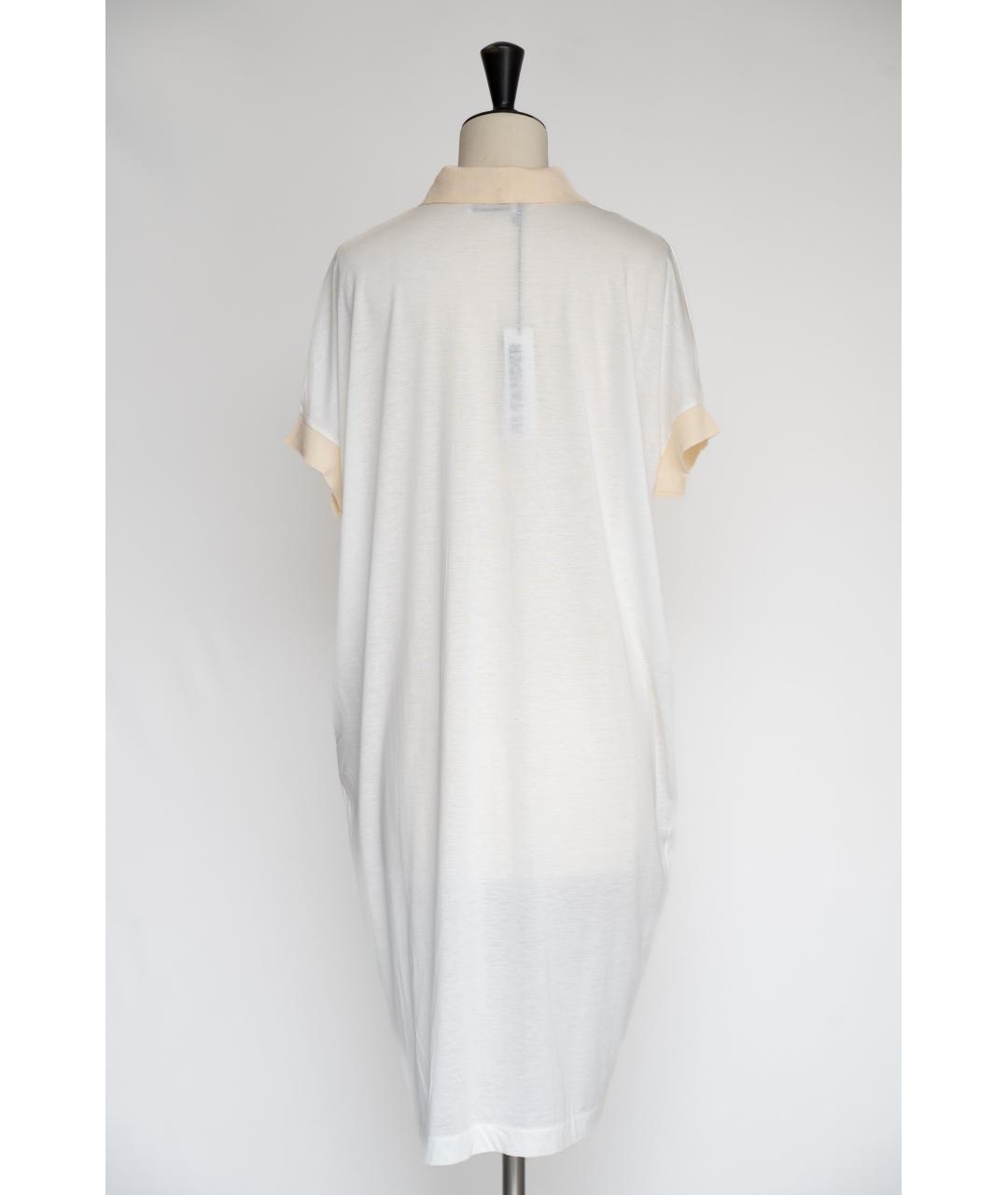 JIL SANDER Белое хлопковое повседневное платье, фото 2