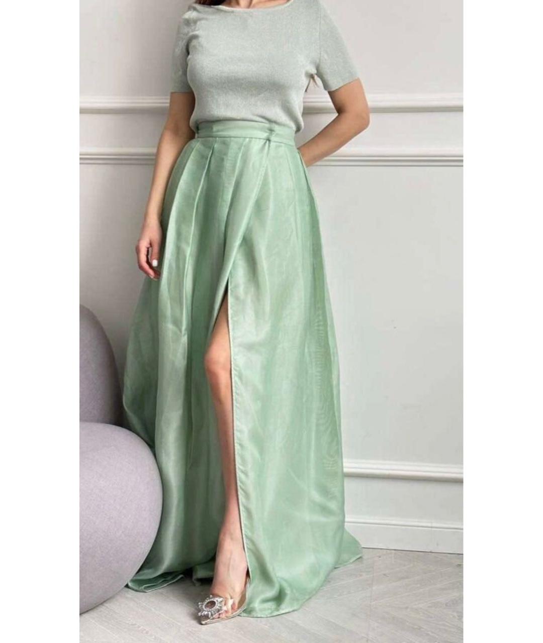 MAX MARA Бирюзовая шелковая юбка макси, фото 5