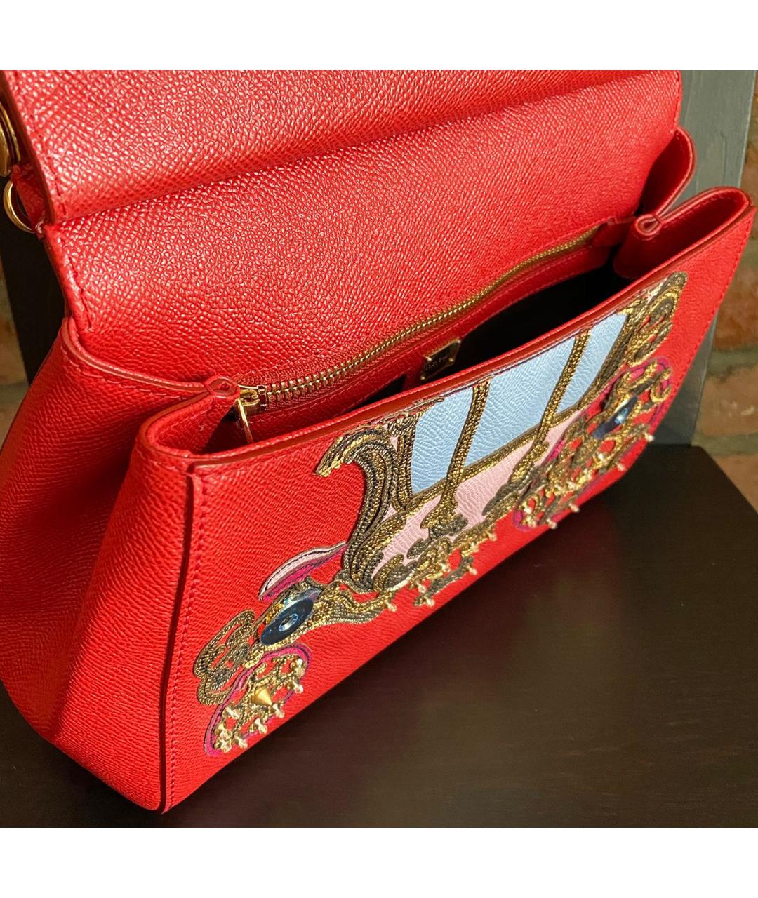 DOLCE&GABBANA Красная кожаная сумка с короткими ручками, фото 5
