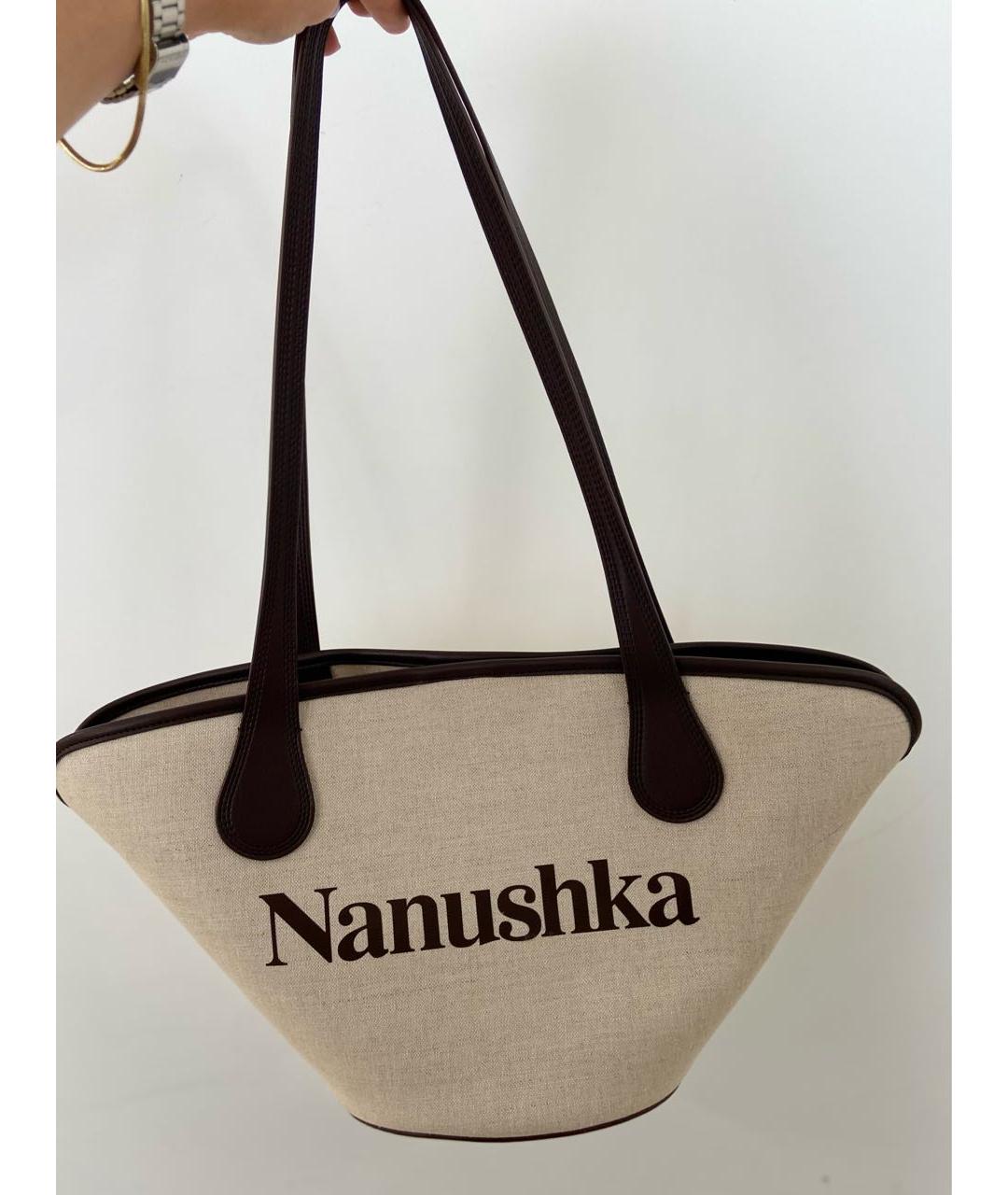 NANUSHKA Бежевая льняная сумка на плечо, фото 9