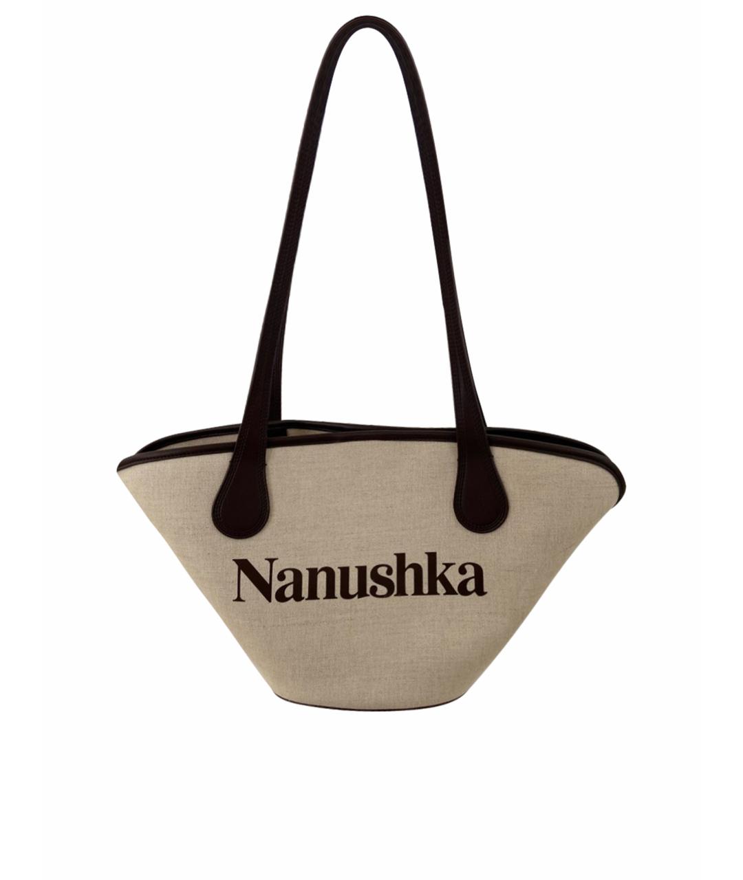 NANUSHKA Бежевая льняная сумка на плечо, фото 1
