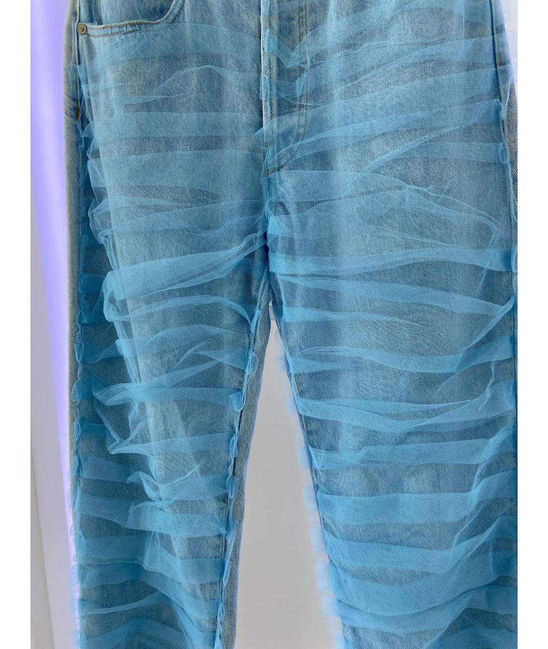 OFF-WHITE Голубые хлопковые прямые джинсы, фото 5