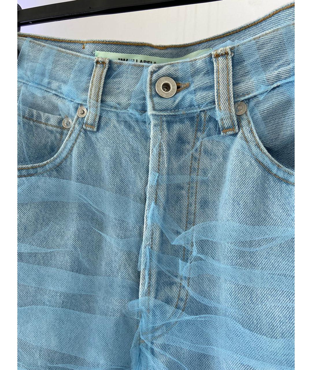 OFF-WHITE Голубые хлопковые прямые джинсы, фото 4