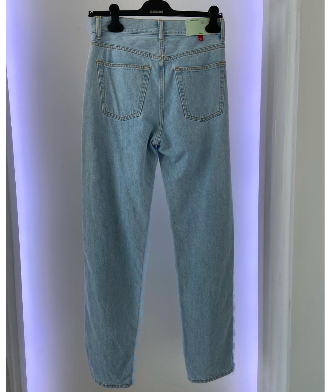 OFF-WHITE Голубые хлопковые прямые джинсы, фото 2
