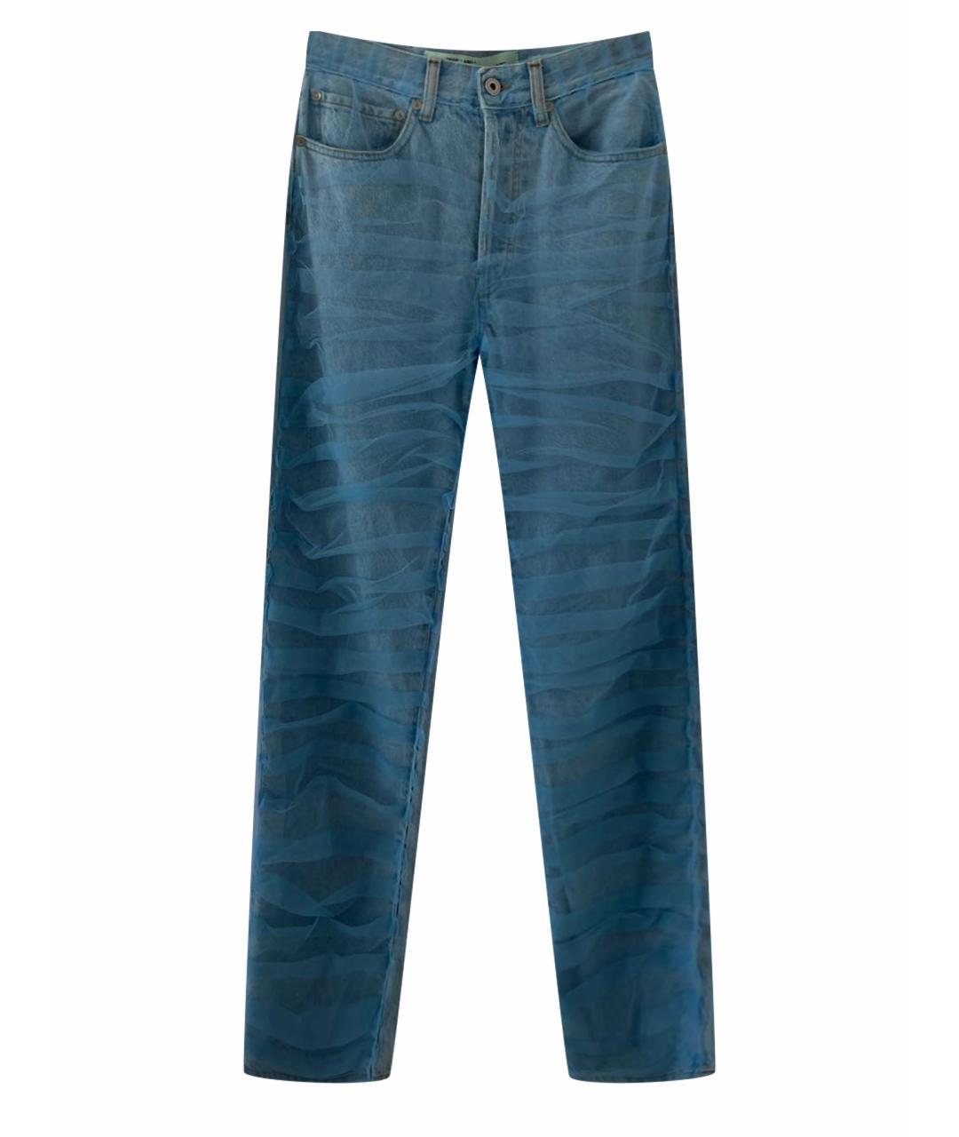 OFF-WHITE Голубые хлопковые прямые джинсы, фото 1