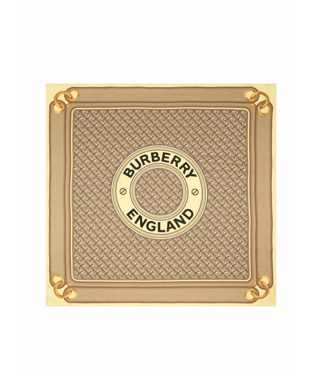 BURBERRY Бежевый шелковый платок, фото 1