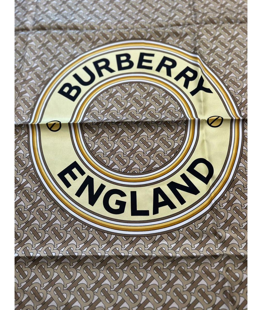 BURBERRY Бежевый шелковый платок, фото 8