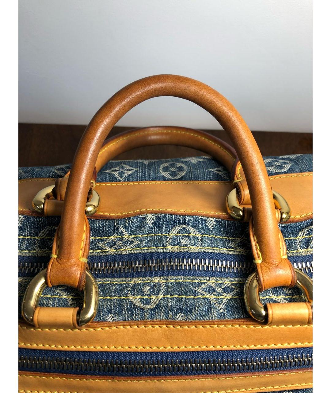 LOUIS VUITTON Синяя жаккардовая сумка с короткими ручками, фото 6