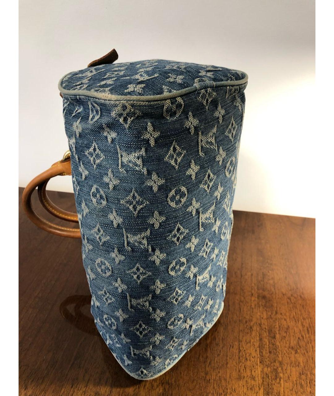 LOUIS VUITTON Синяя жаккардовая сумка с короткими ручками, фото 8