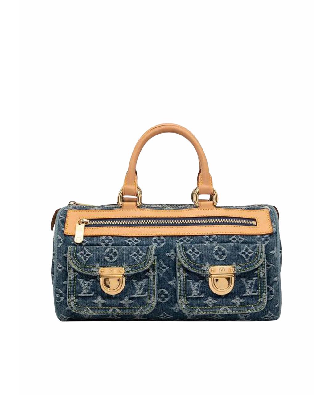 LOUIS VUITTON Синяя жаккардовая сумка с короткими ручками, фото 1