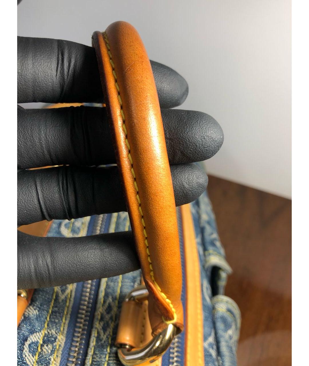 LOUIS VUITTON Синяя жаккардовая сумка с короткими ручками, фото 7