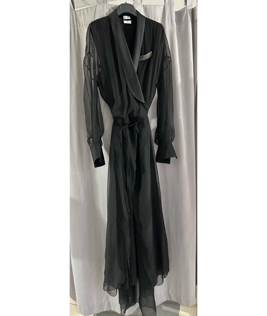 BRUNELLO CUCINELLI Черное шелковое вечернее платье, фото 9