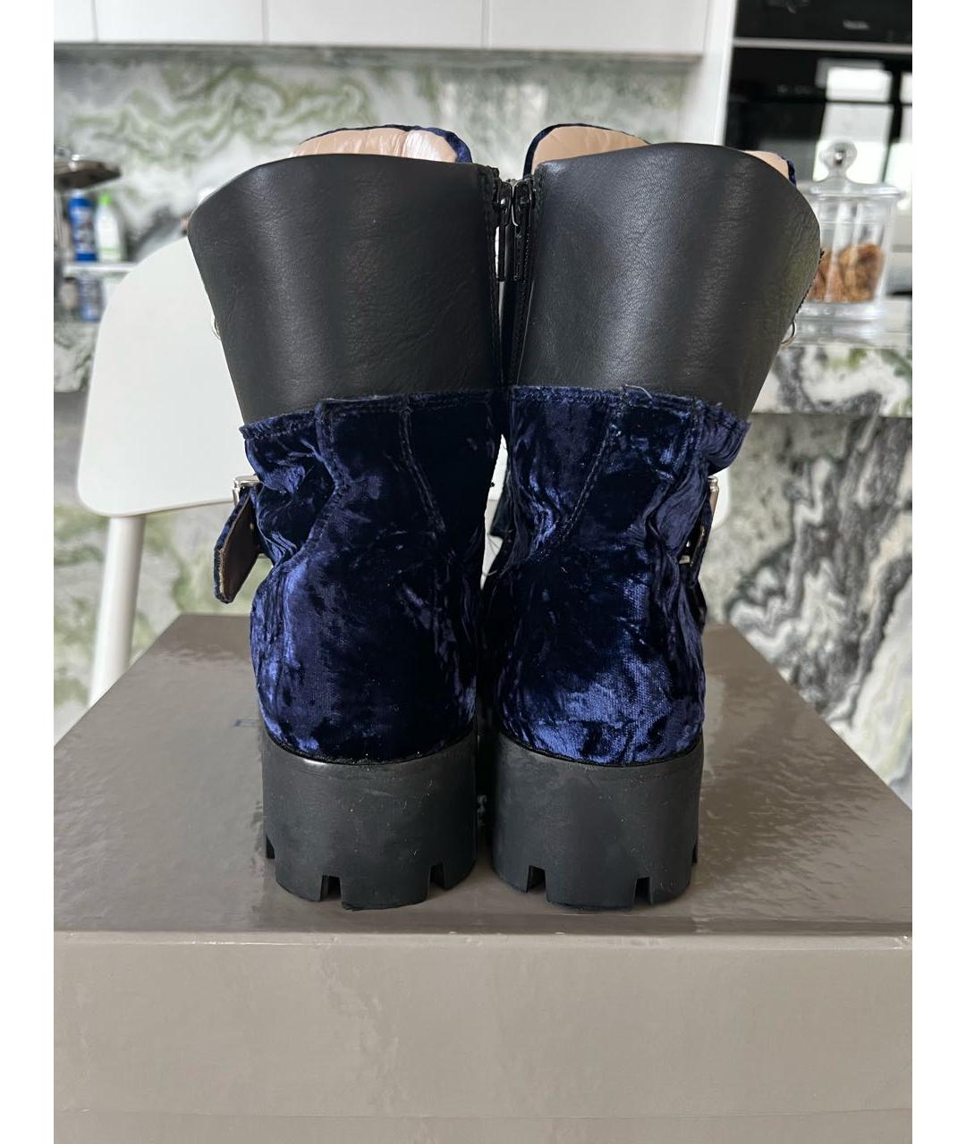 ERMANNO SCERVINO JUNIOR Темно-синие бархатные ботинки, фото 4