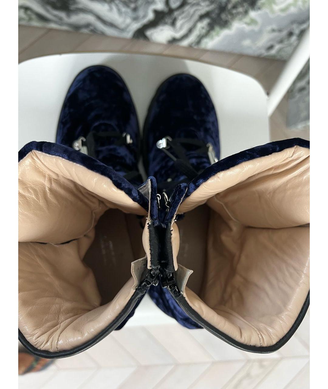 ERMANNO SCERVINO JUNIOR Темно-синие бархатные ботинки, фото 3