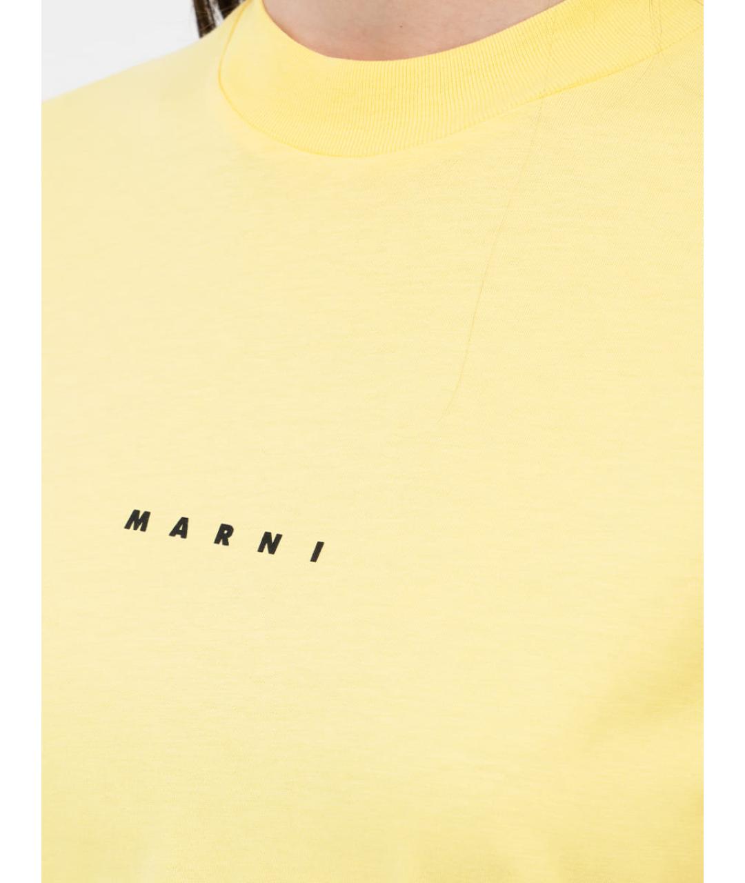 MARNI Желтая хлопковая футболка, фото 4