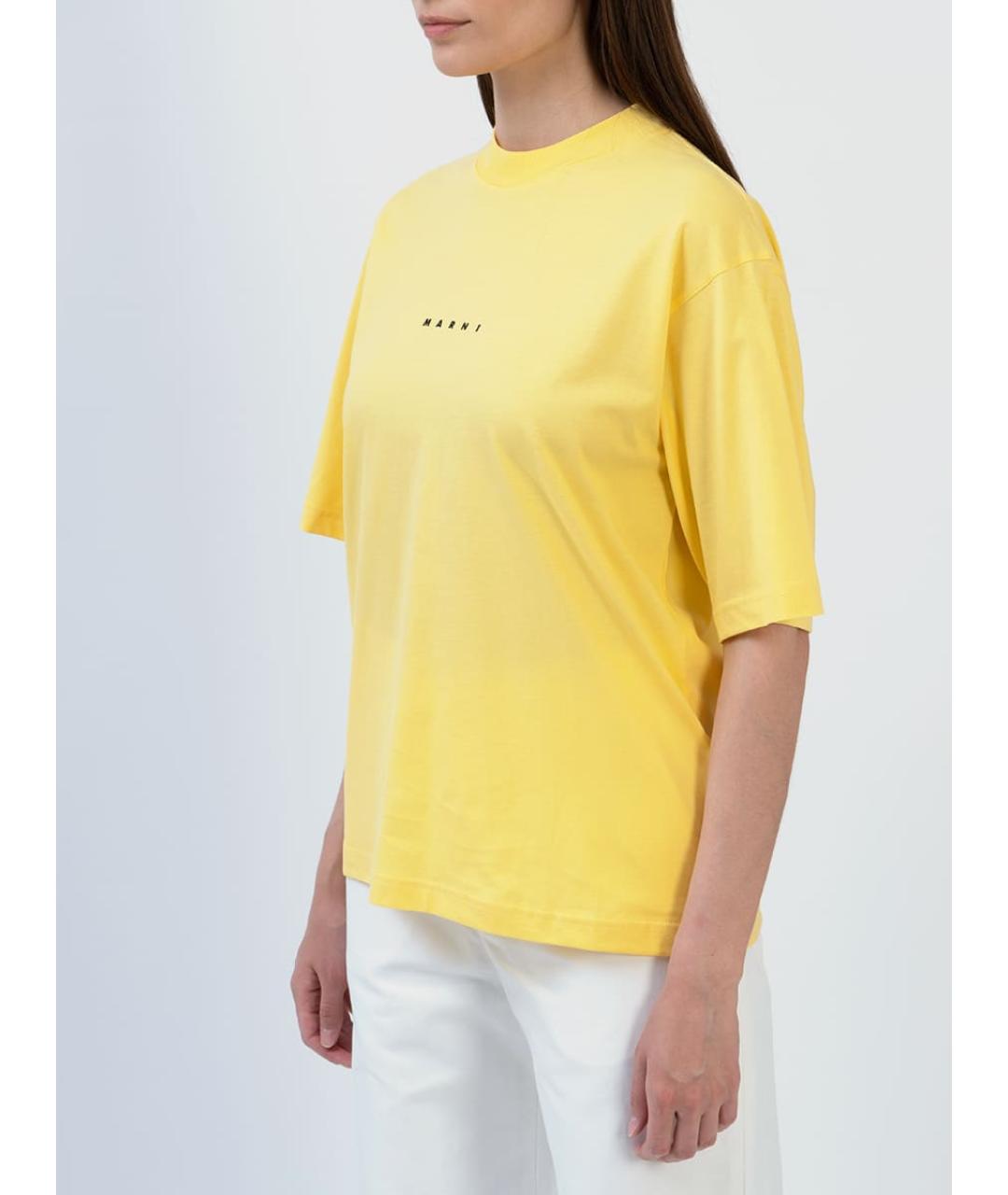 MARNI Желтая хлопковая футболка, фото 2