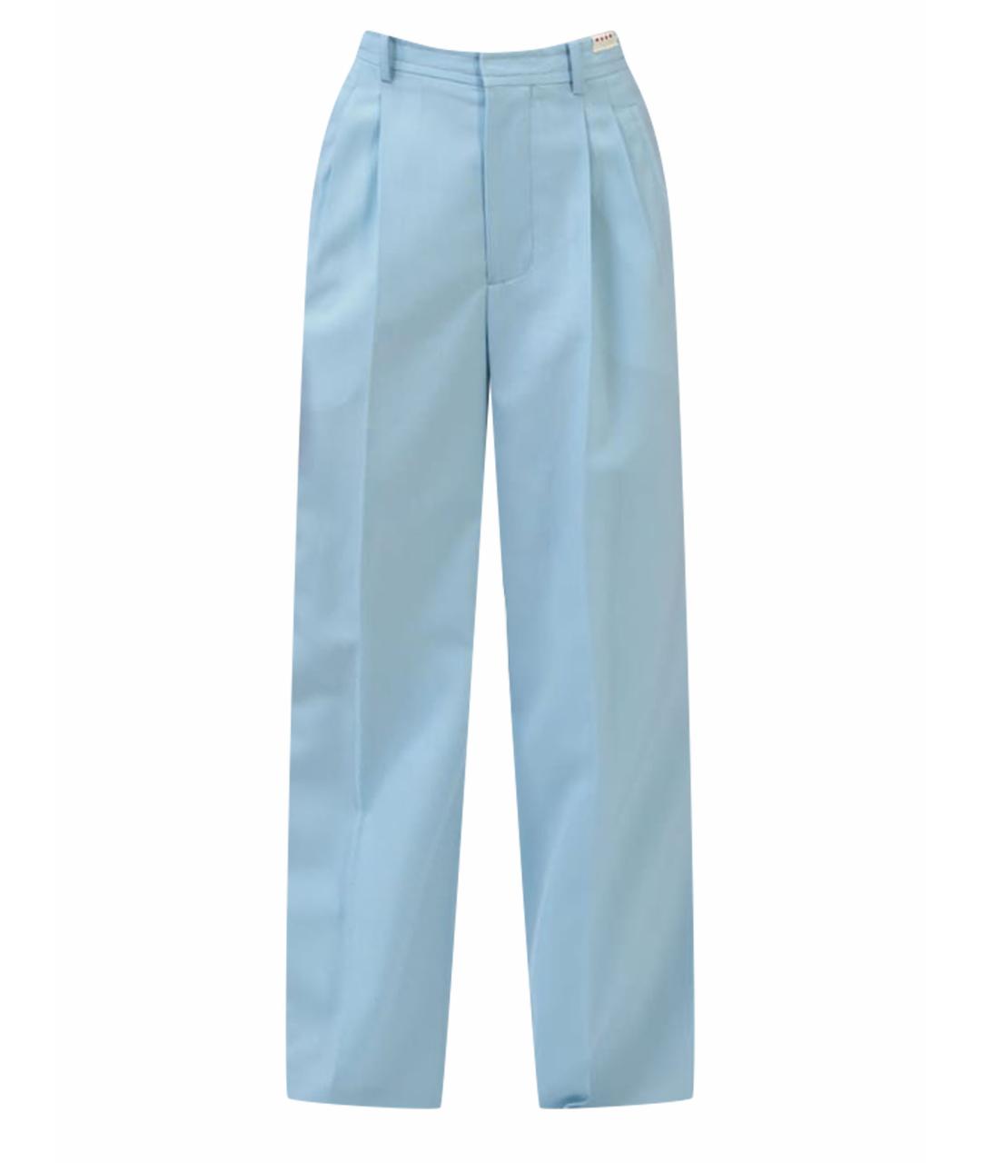 MARNI Голубые хлопковые прямые брюки, фото 1
