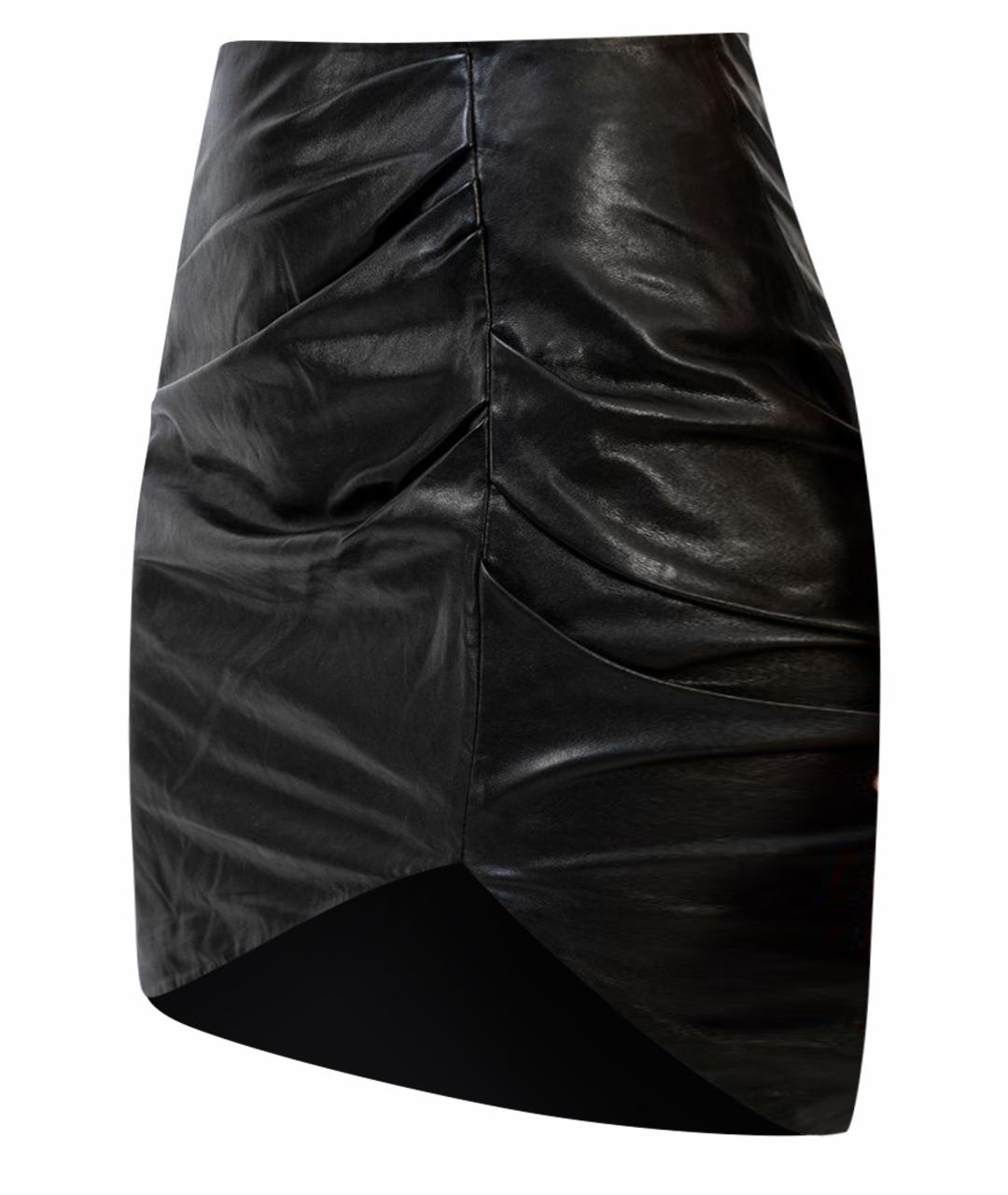 IRO Черная кожаная юбка мини, фото 1