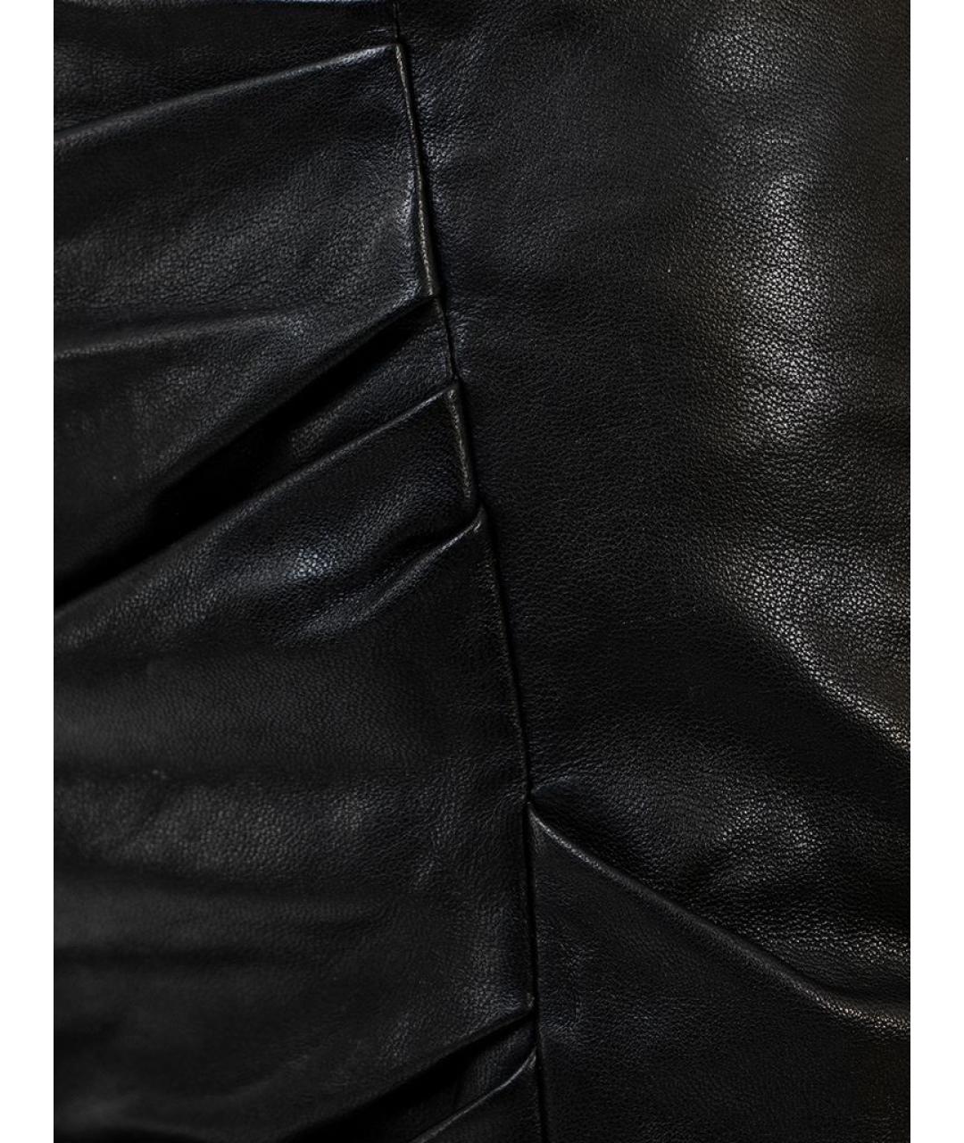 IRO Черная кожаная юбка мини, фото 4