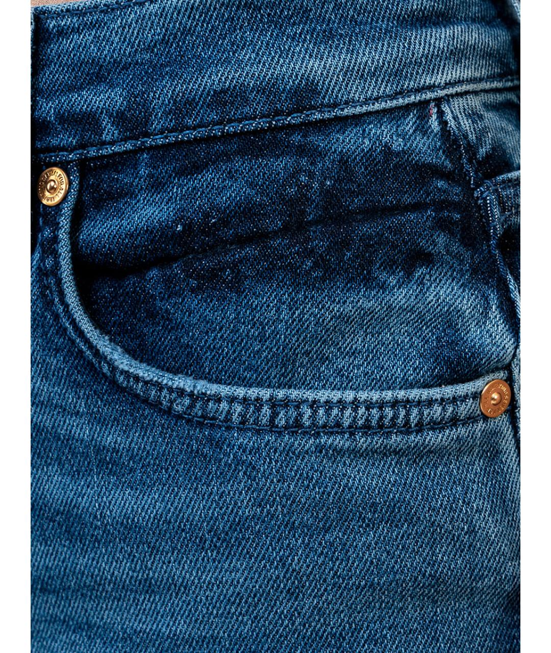 7 FOR ALL MANKIND Синие хлопковые прямые джинсы, фото 4
