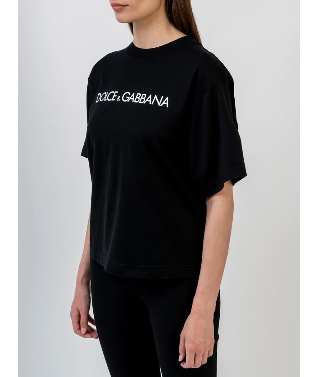 DOLCE&GABBANA Черная хлопковая футболка, фото 3